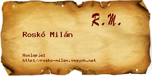 Roskó Milán névjegykártya
