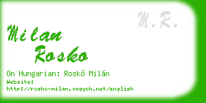 milan rosko business card